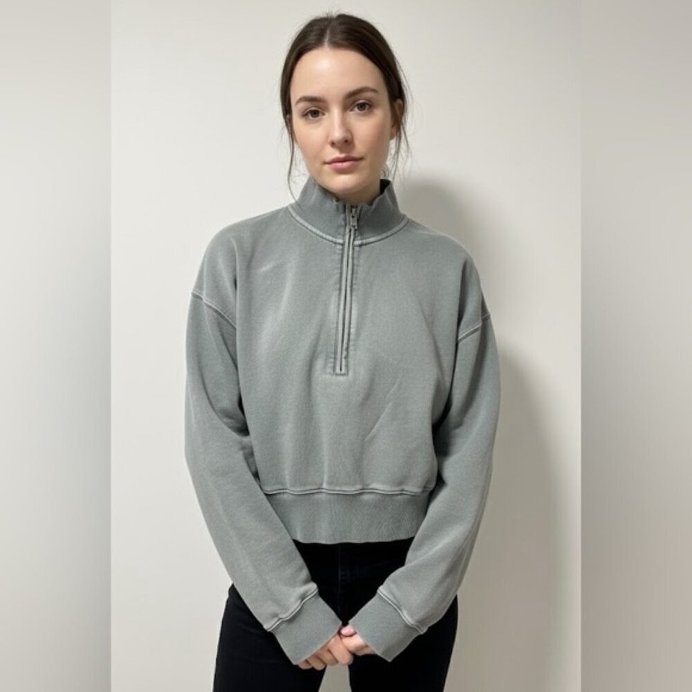 Aritzia Wilfred Quarter-Zip Sweater Gray — Size M